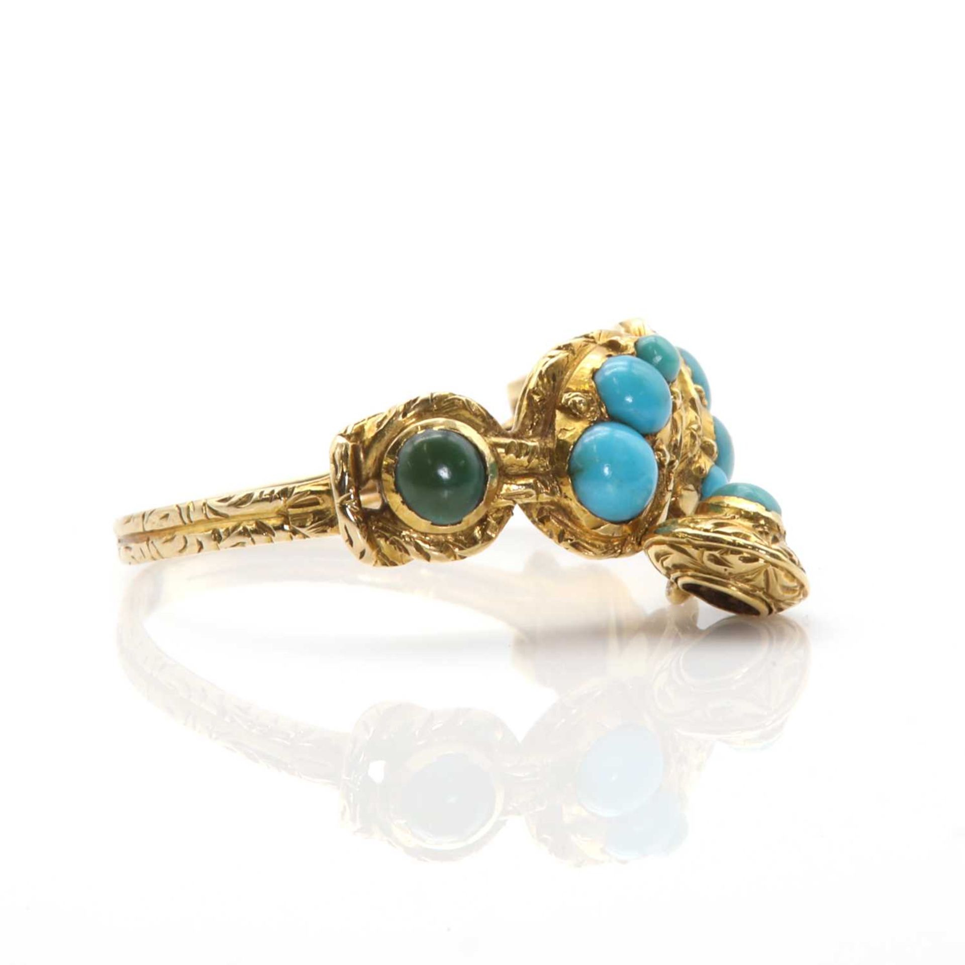 A Victorian gold and turquoise serpent knot ring, - Image 2 of 3