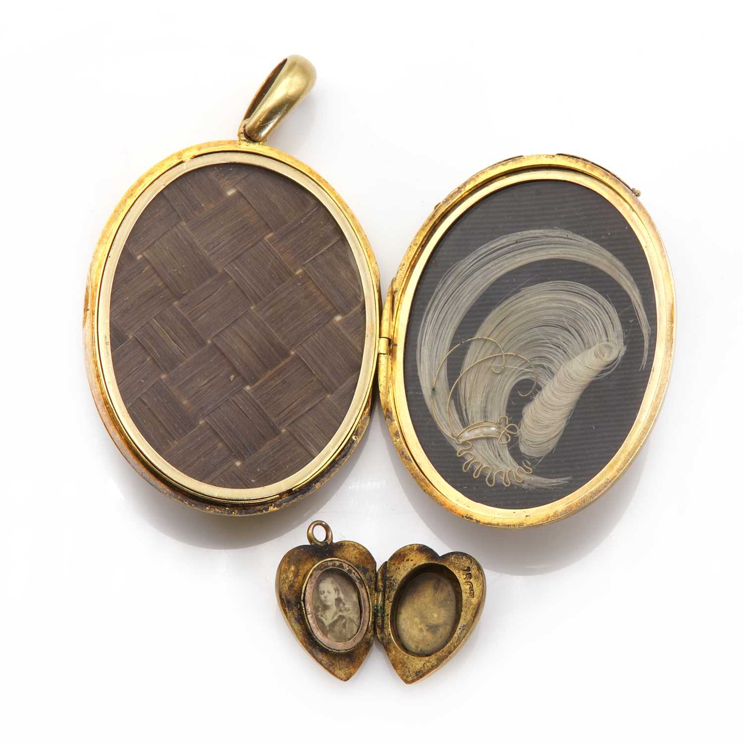 A late Victorian split pearl, diamond and garnet topped doublet memorial locket, - Image 2 of 4