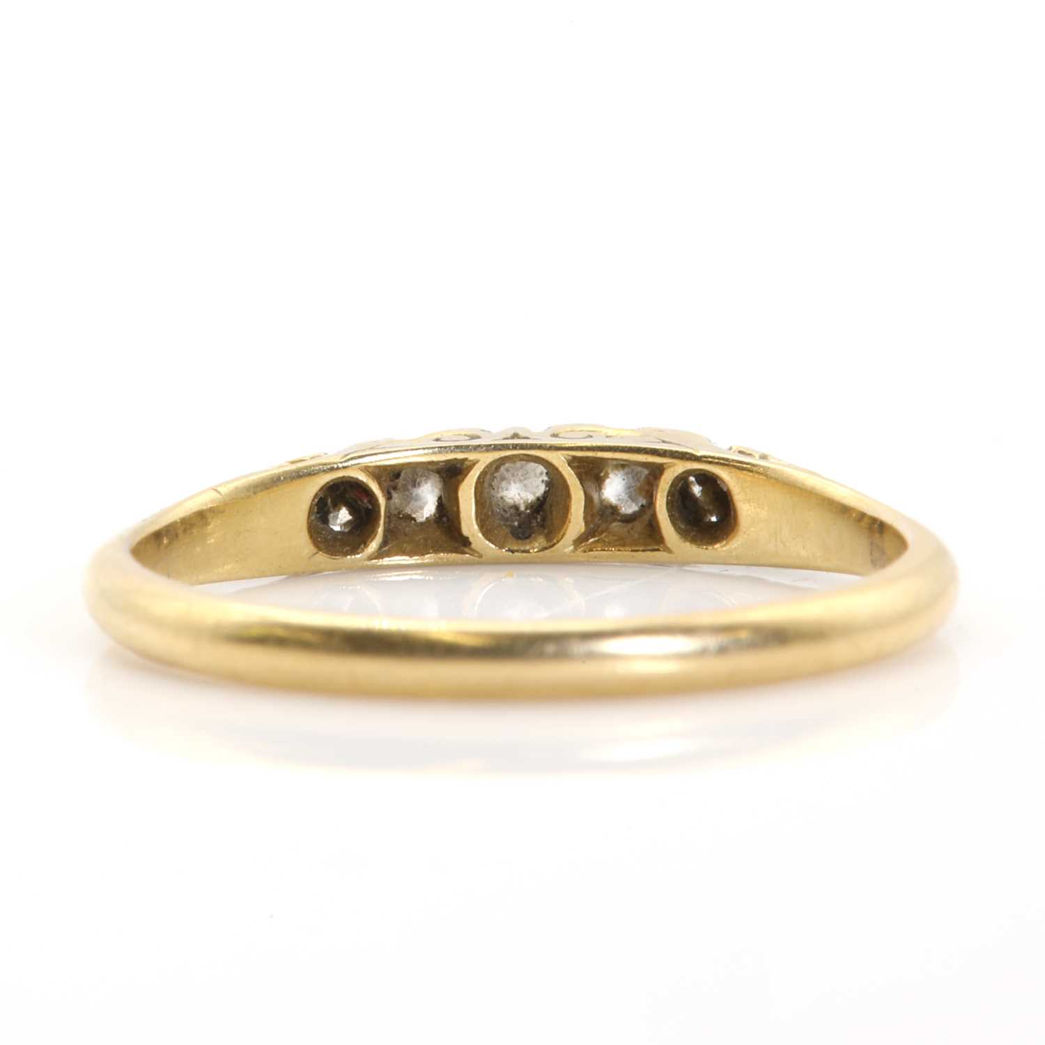 A gold five stone diamond carved head ring, - Image 3 of 3