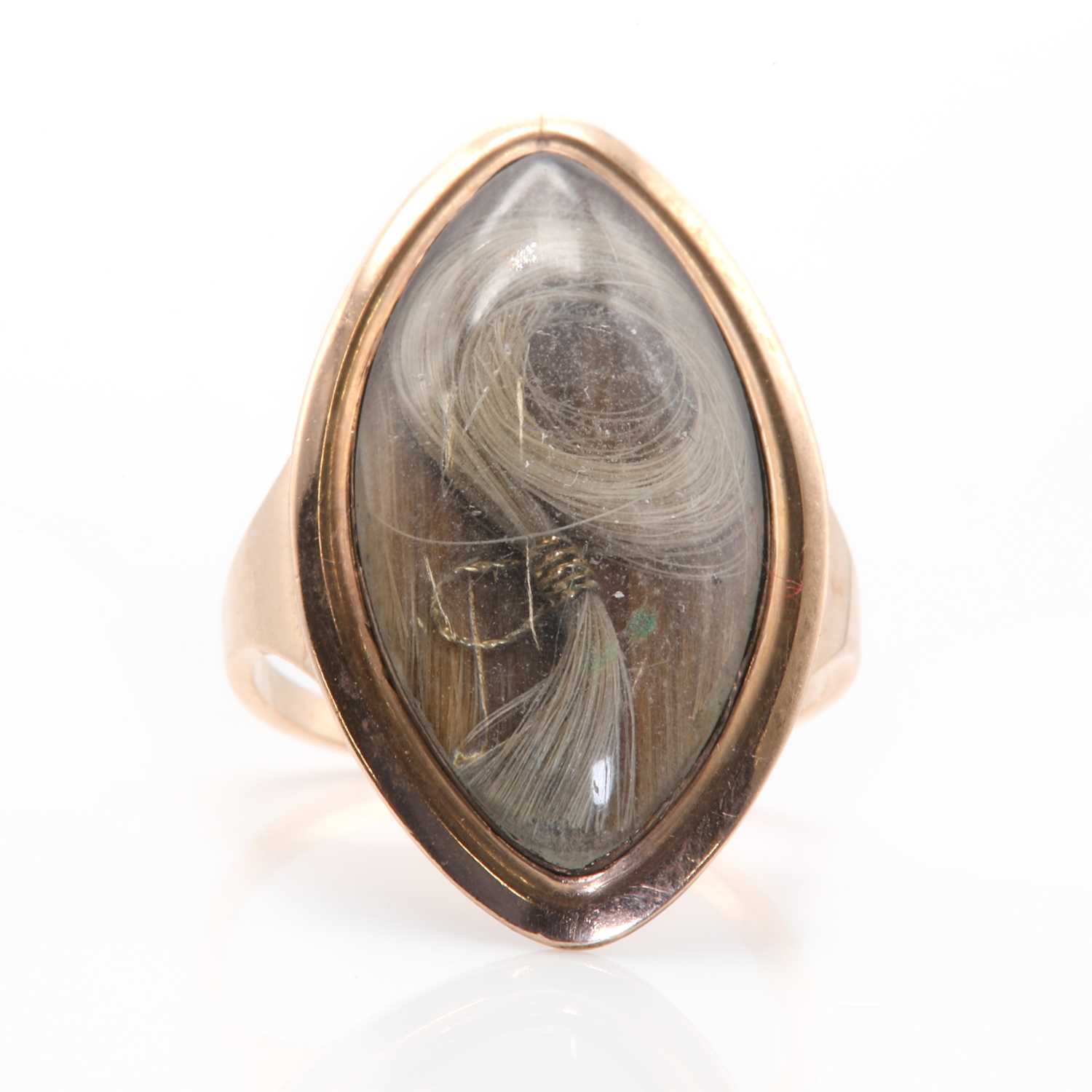 A Georgian navette shaped memorial ring,