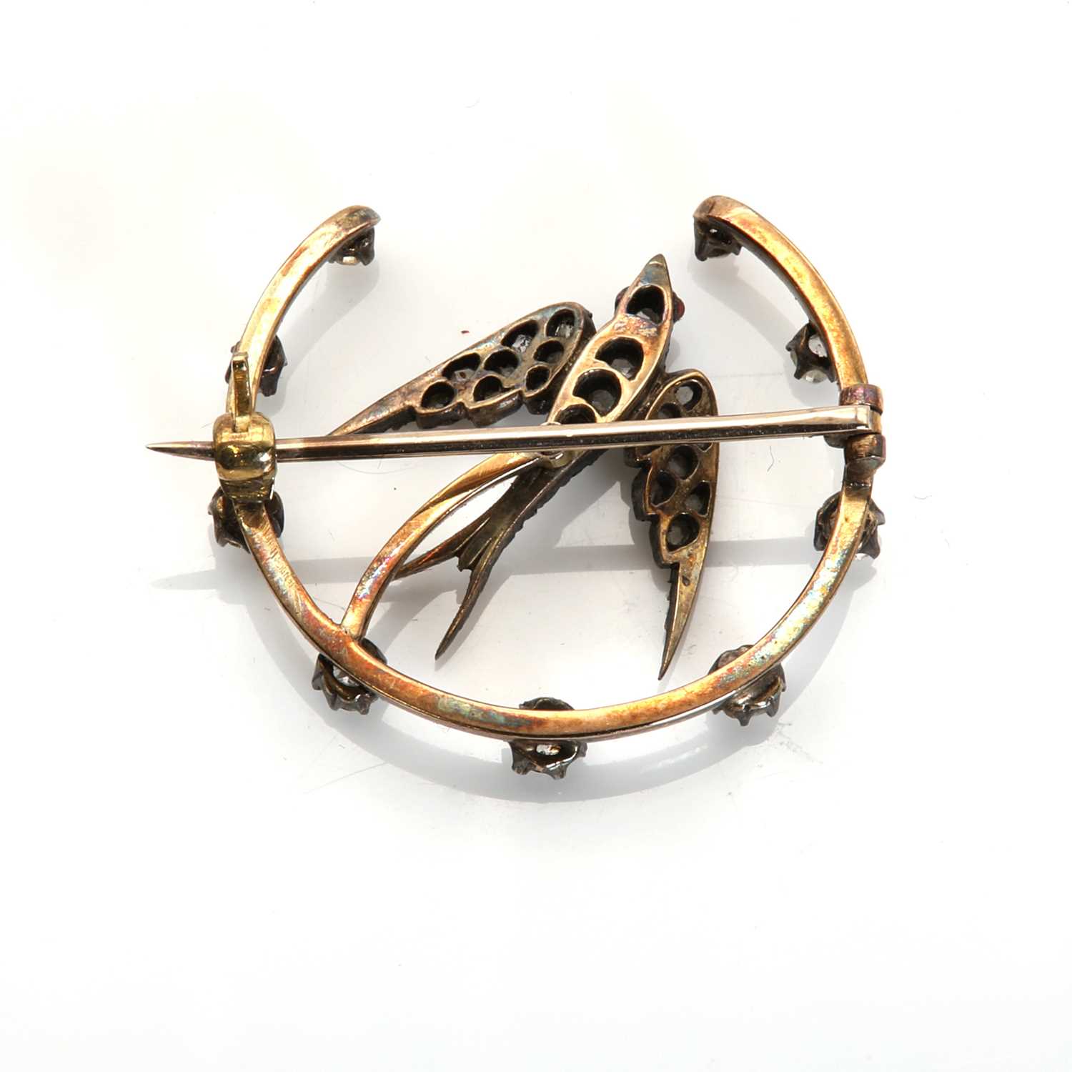 A diamond set swallow and crescent brooch, - Image 2 of 3