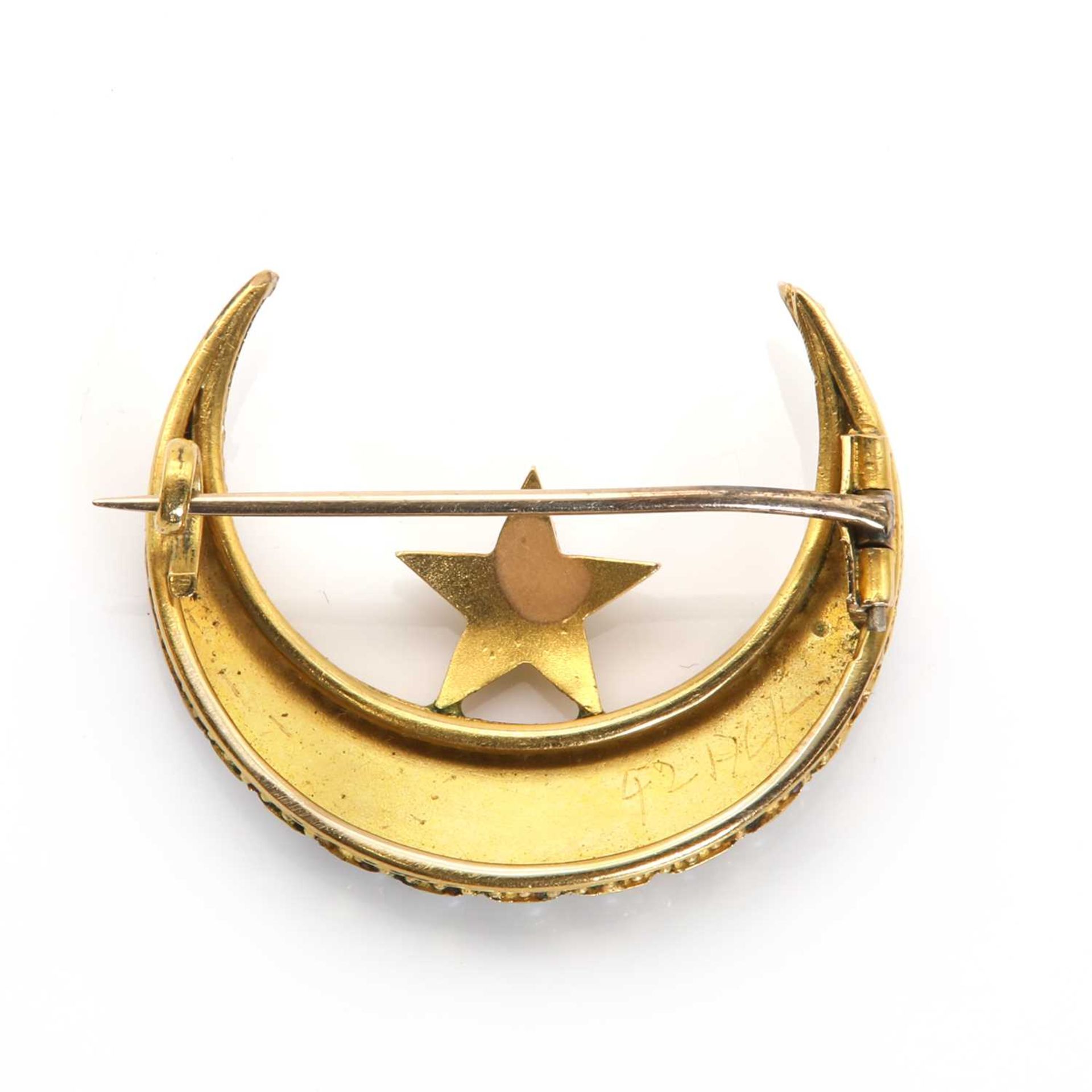 A Victorian gold split pearl star and crescent brooch, - Image 2 of 3