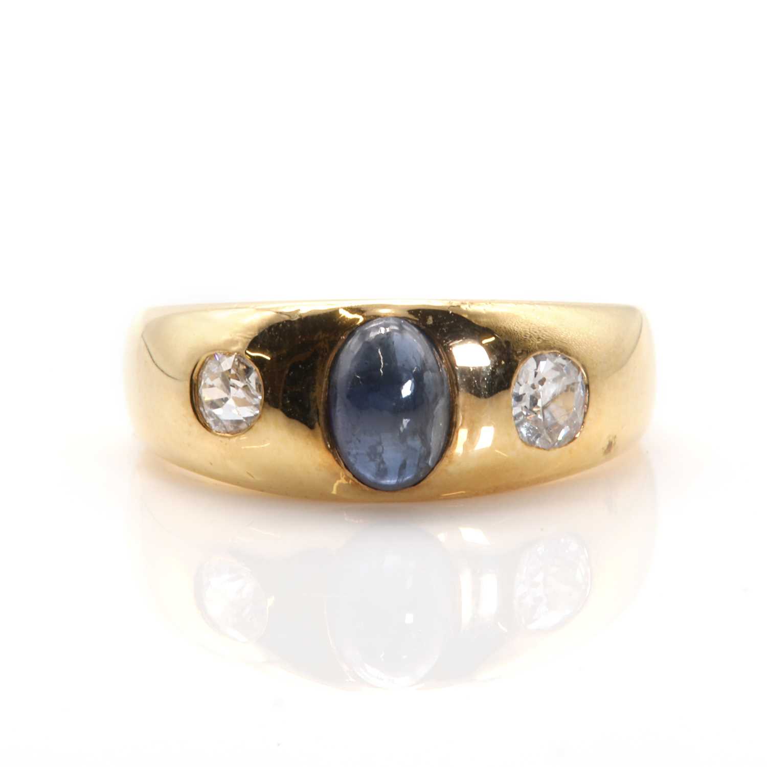 An Edwardian sapphire and diamond Prussian style ring,