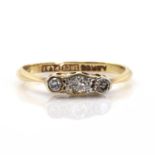 A three stone diamond ring,