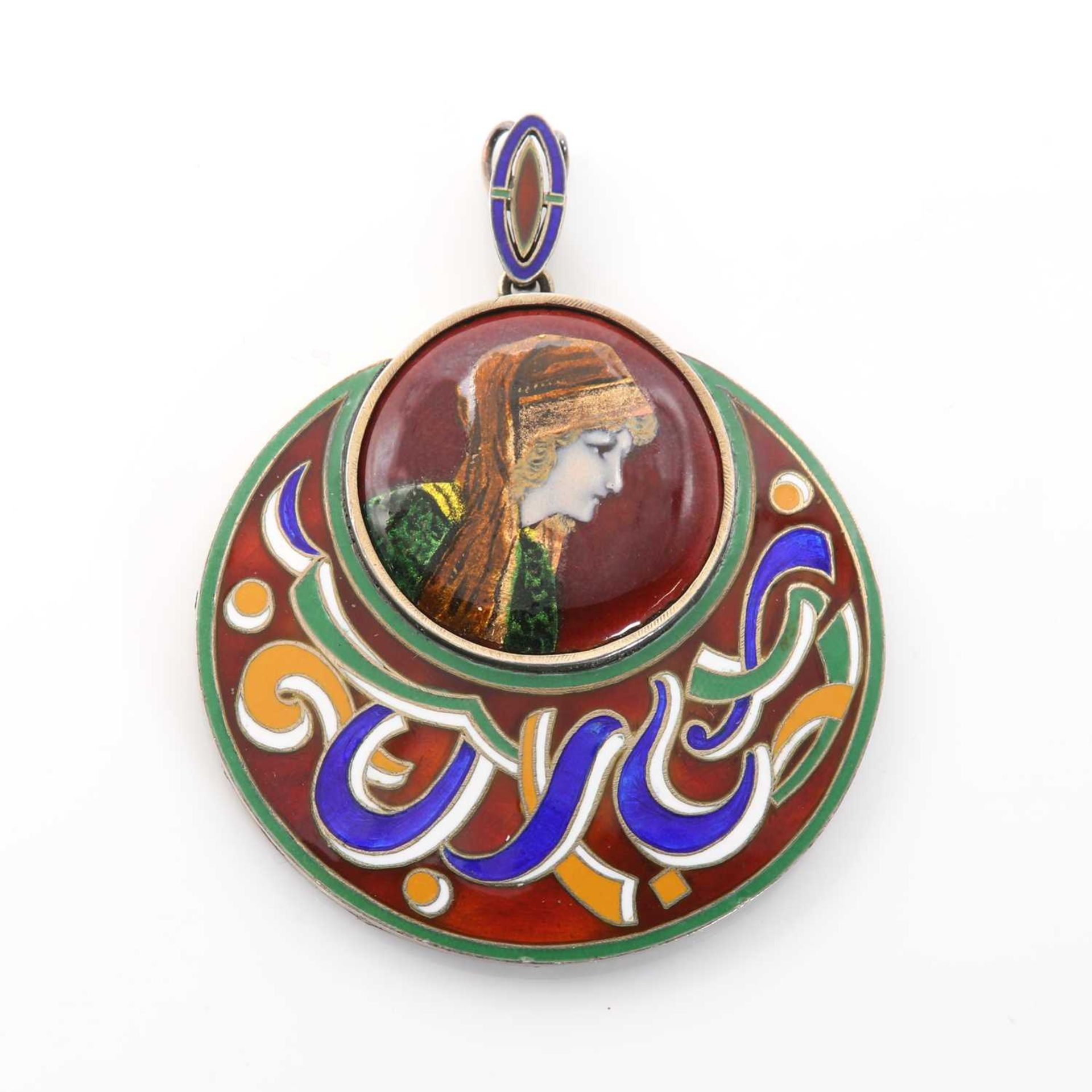 A French Limoges enamel pendant,