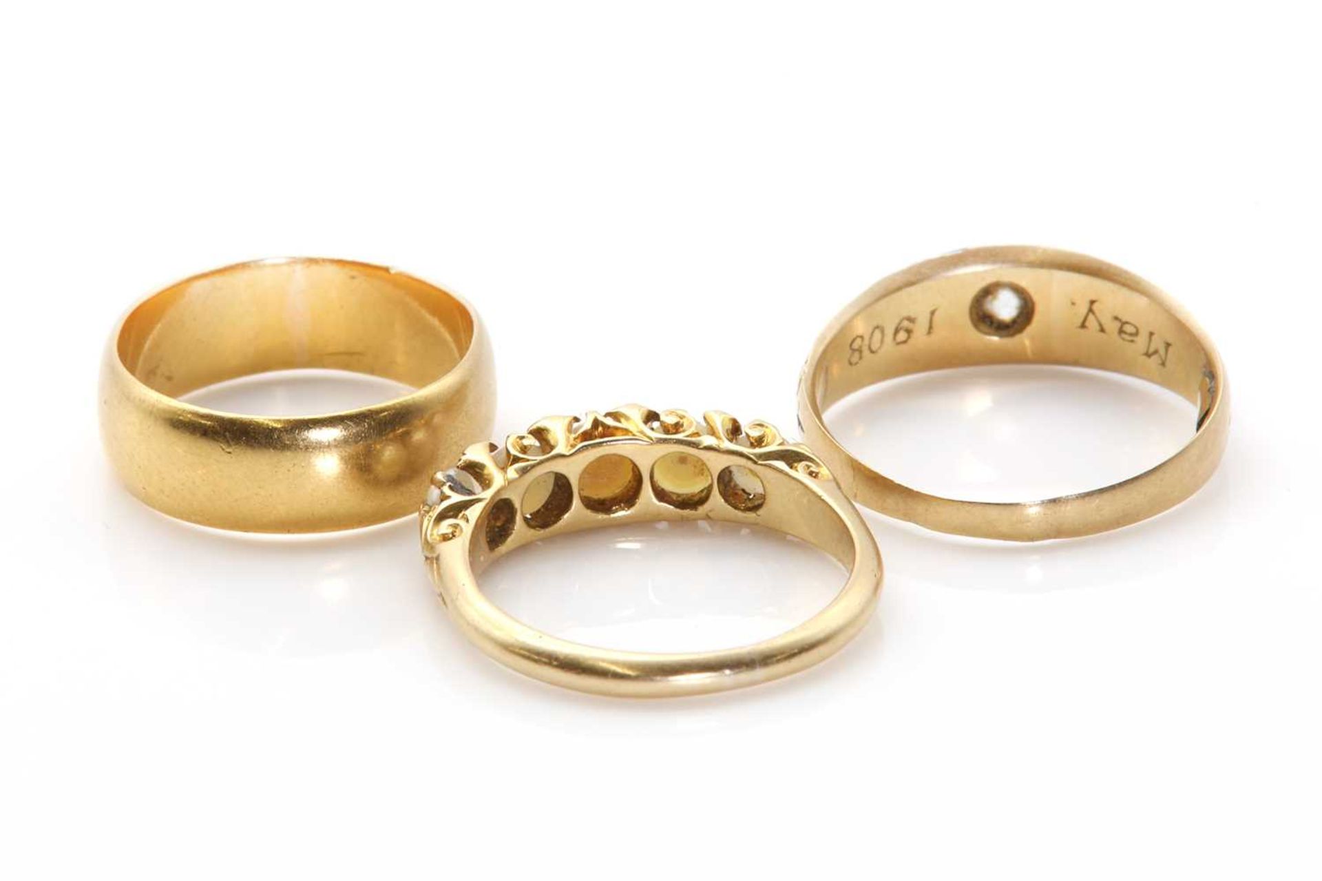 Two Edwardian 18ct gold rings, - Image 2 of 2