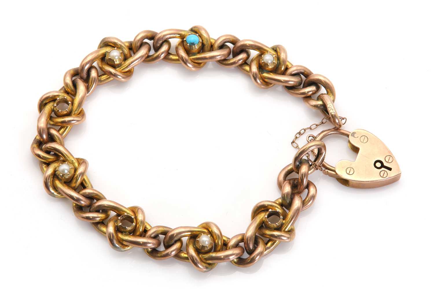 A late Victorian gold bracelet with padlock,