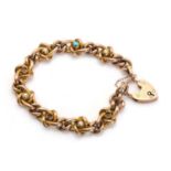 A late Victorian gold bracelet with padlock,