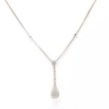 An 18ct white gold diamond set pear shaped necklace,