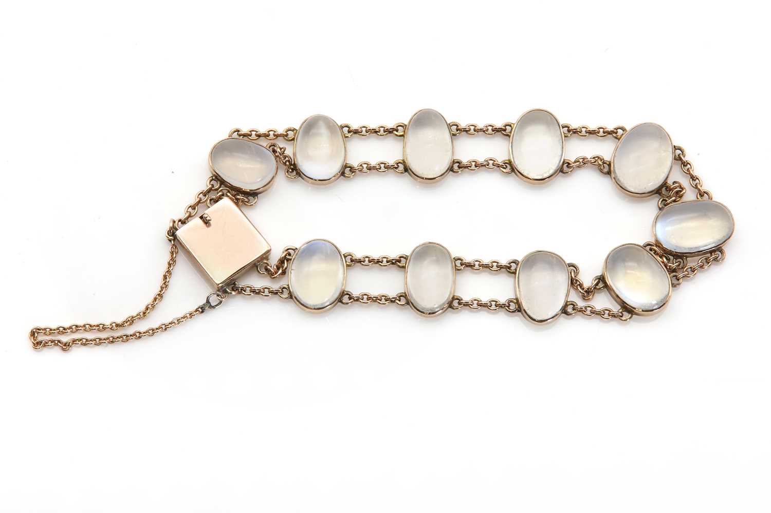 An early 20th century gold moonstone bracelet,