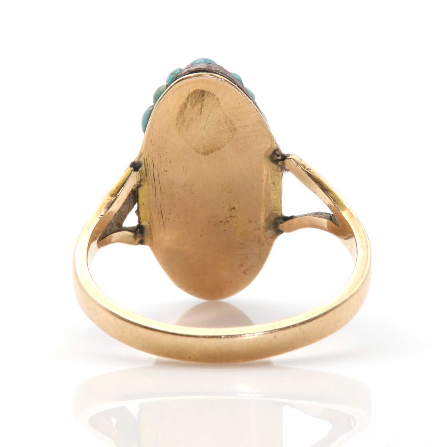 A Victorian gold turquoise bombé cluster ring, - Image 3 of 3