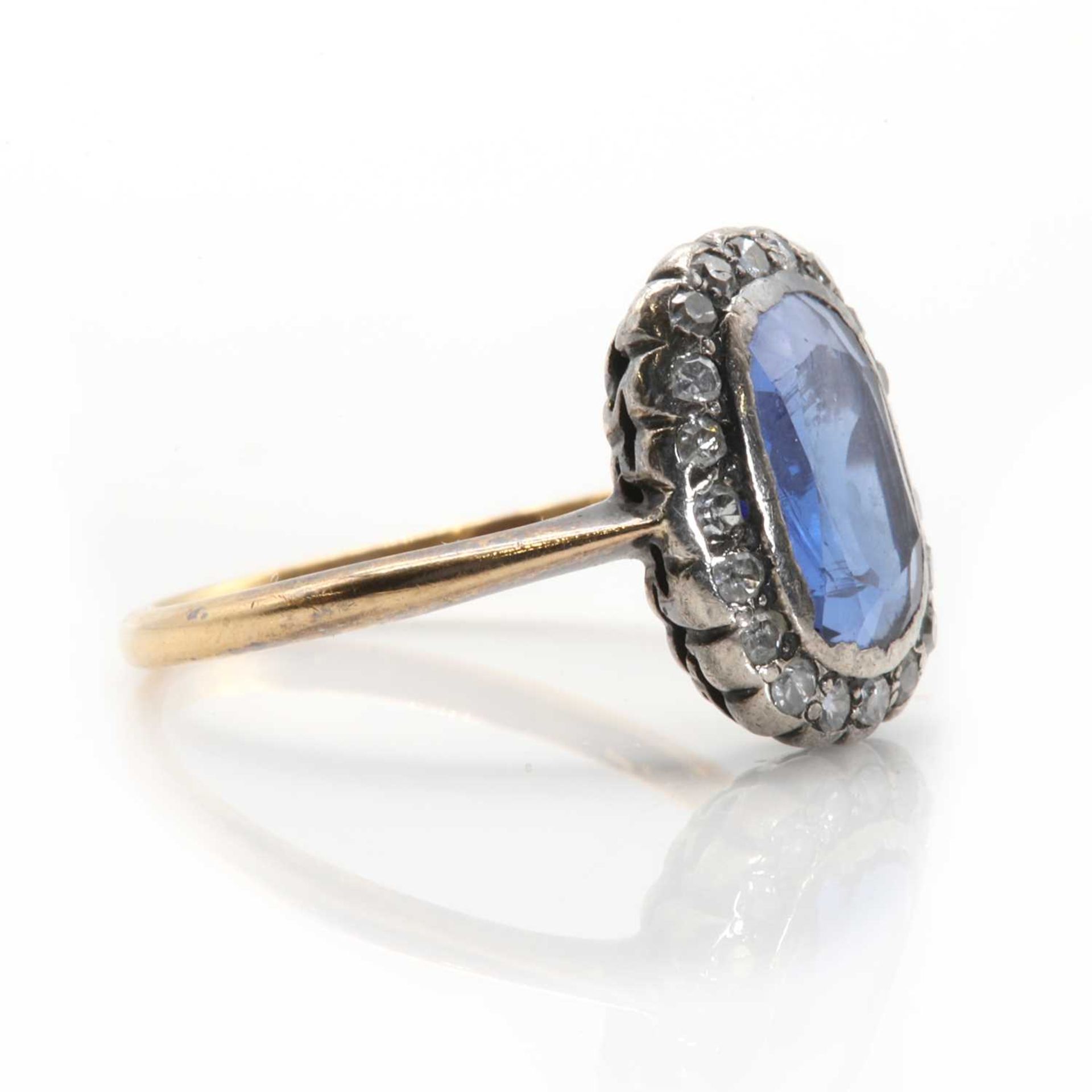 A sapphire and diamond cluster ring, - Image 2 of 3
