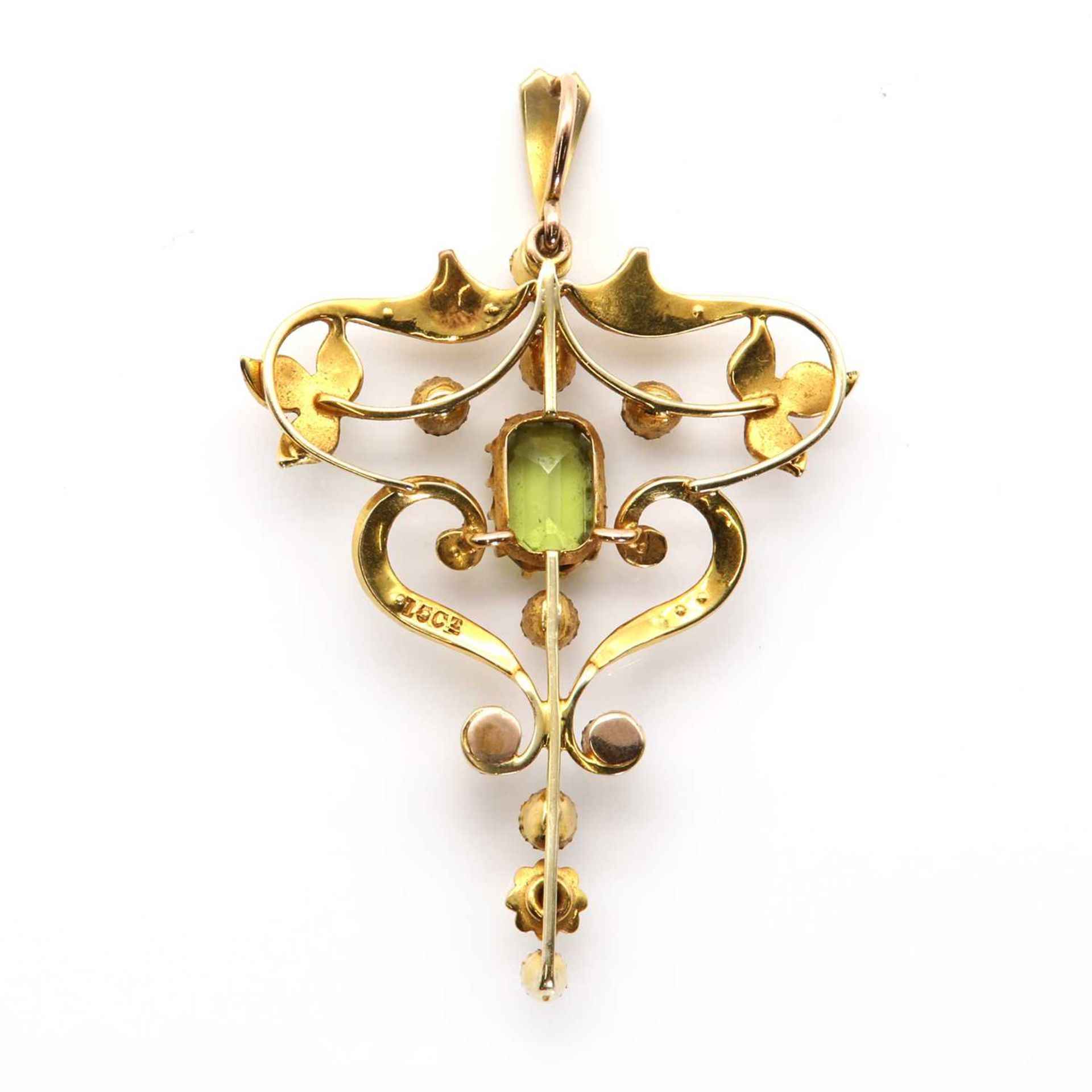 An Edwardian peridot split pearl pendant, - Image 2 of 2