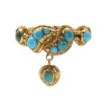 A Victorian gold and turquoise serpent knot ring,