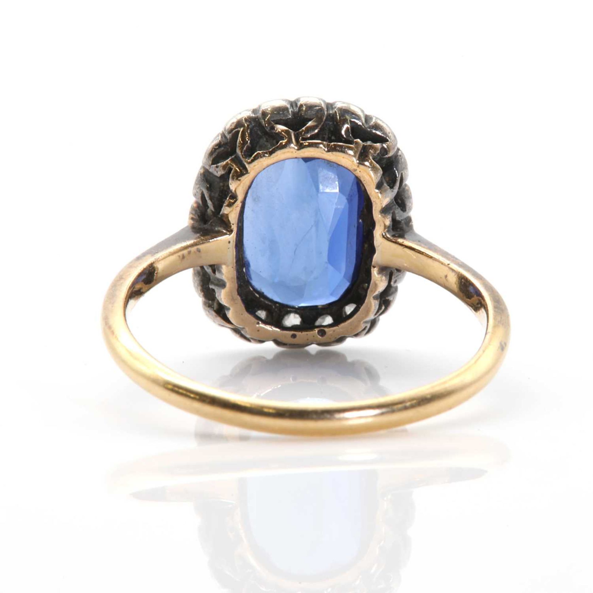 A sapphire and diamond cluster ring, - Image 3 of 3