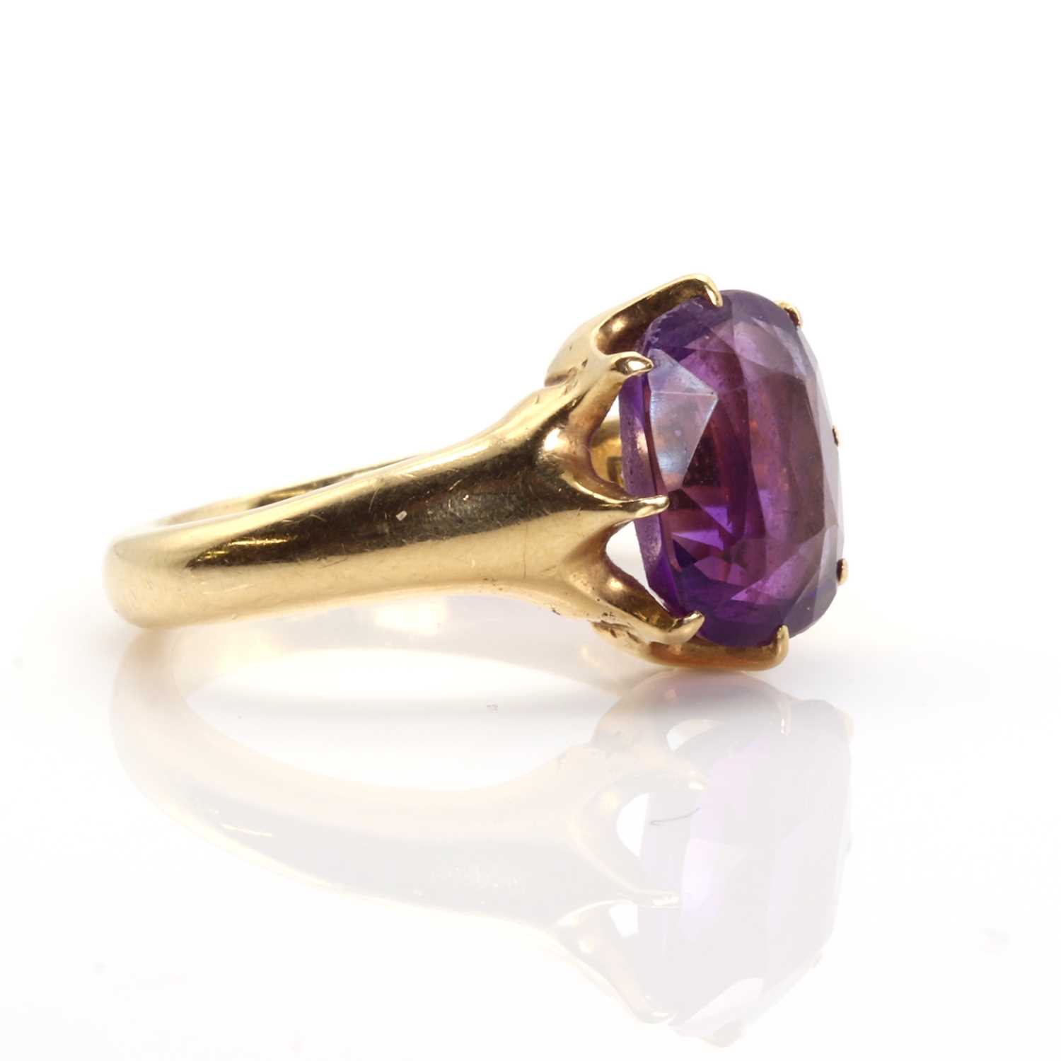 A single stone amethyst ring, by Mrs Newman, - Image 2 of 3