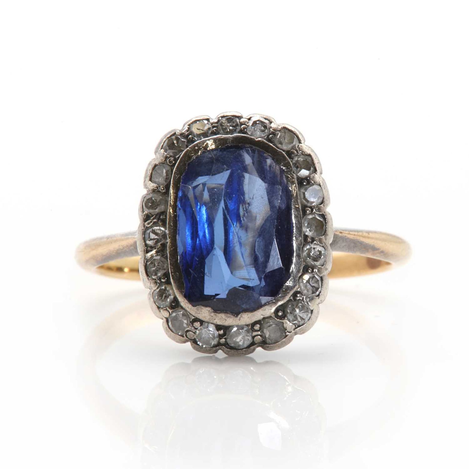 A sapphire and diamond cluster ring,