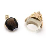 An Edwardian 9ct gold faceted quartz swivel seal, by William Oakley Davies,