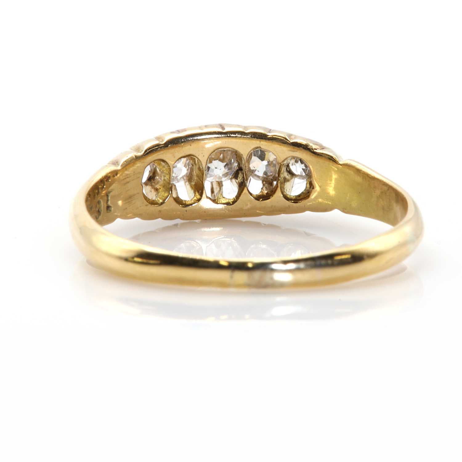 An 18ct gold five stone diamond ring, - Image 3 of 3