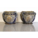 A pair of Doulton Lambeth stoneware jardinières,