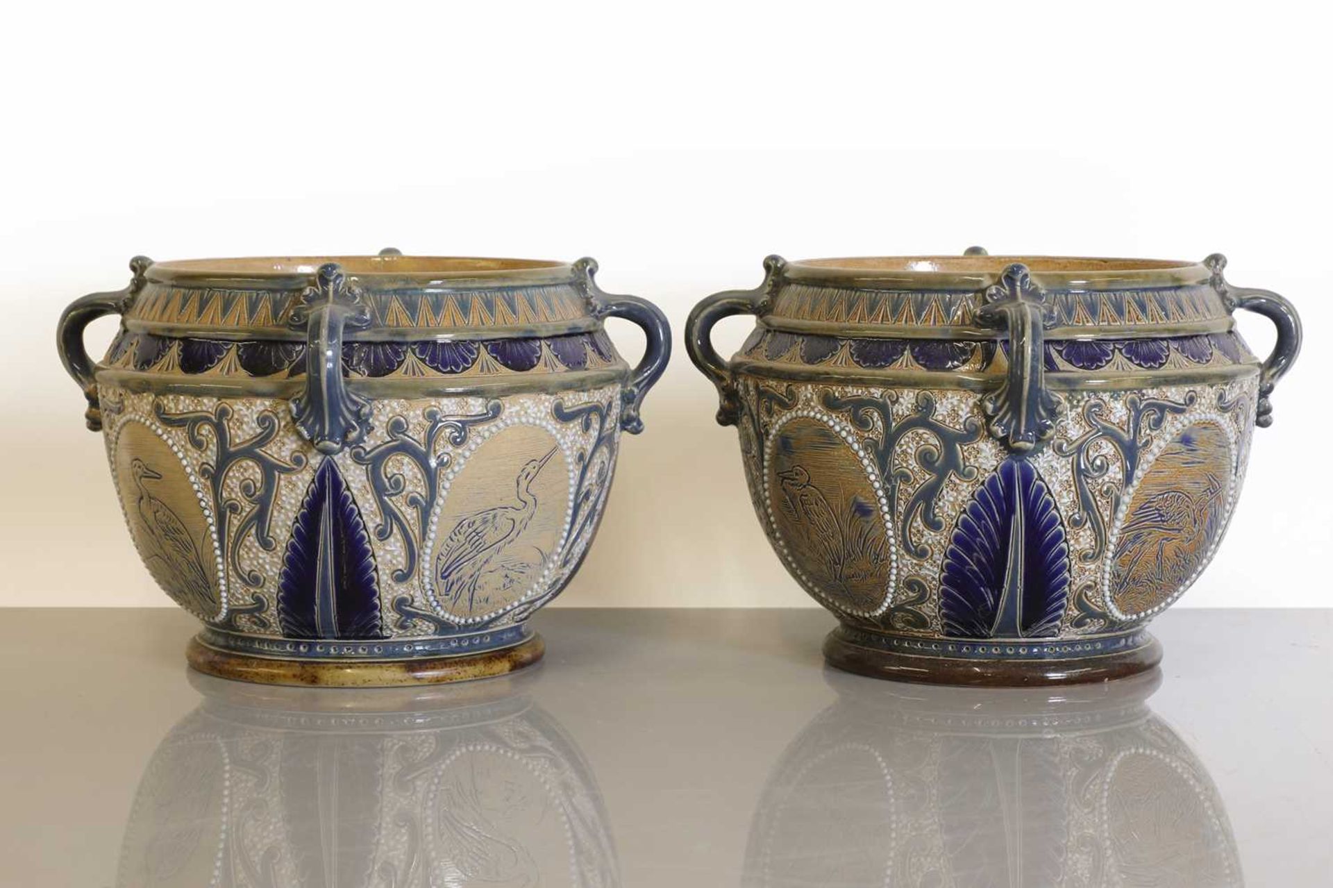 A pair of Doulton Lambeth stoneware jardinières, - Image 2 of 6