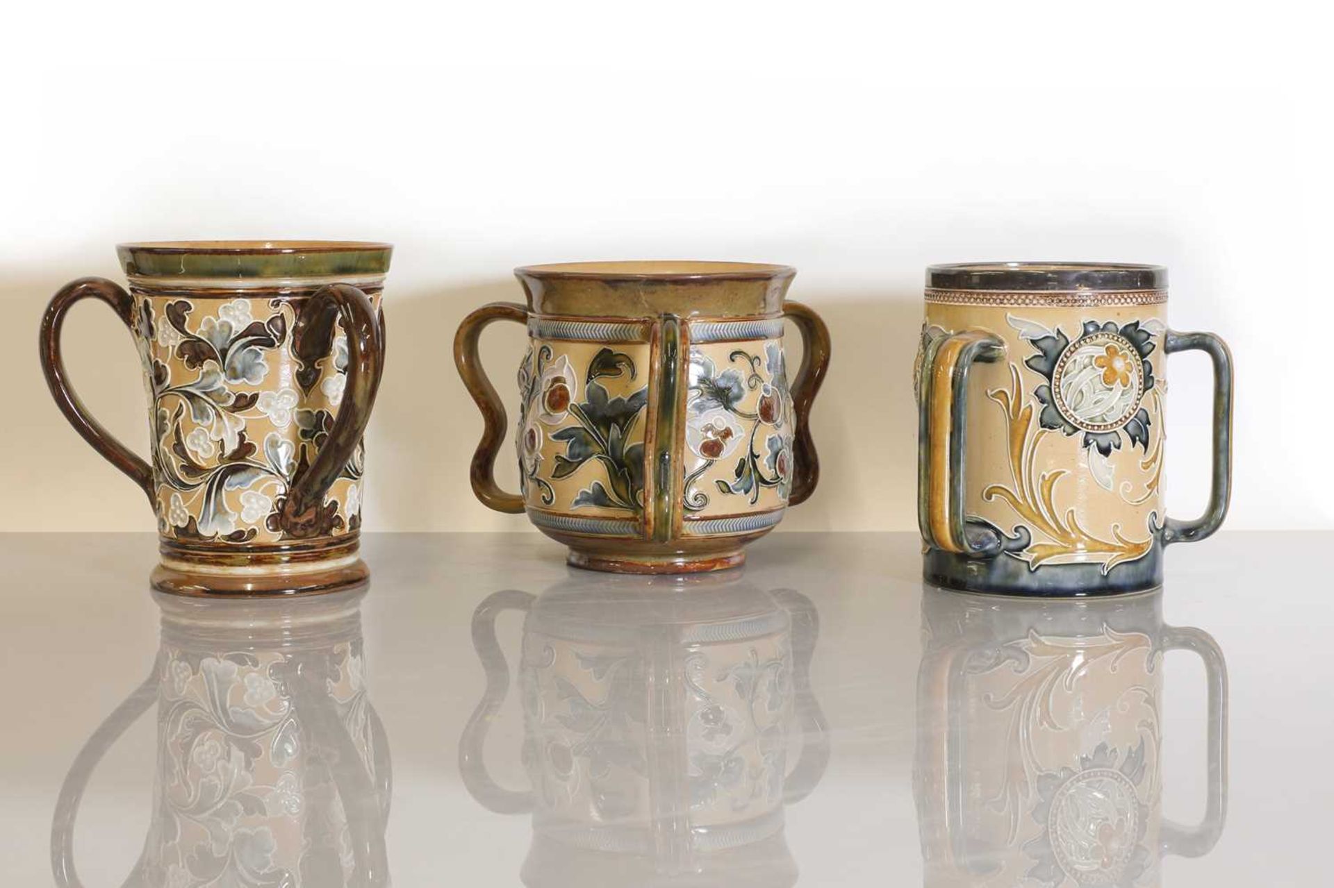 Three Doulton Lambeth stoneware loving cups, - Image 2 of 3
