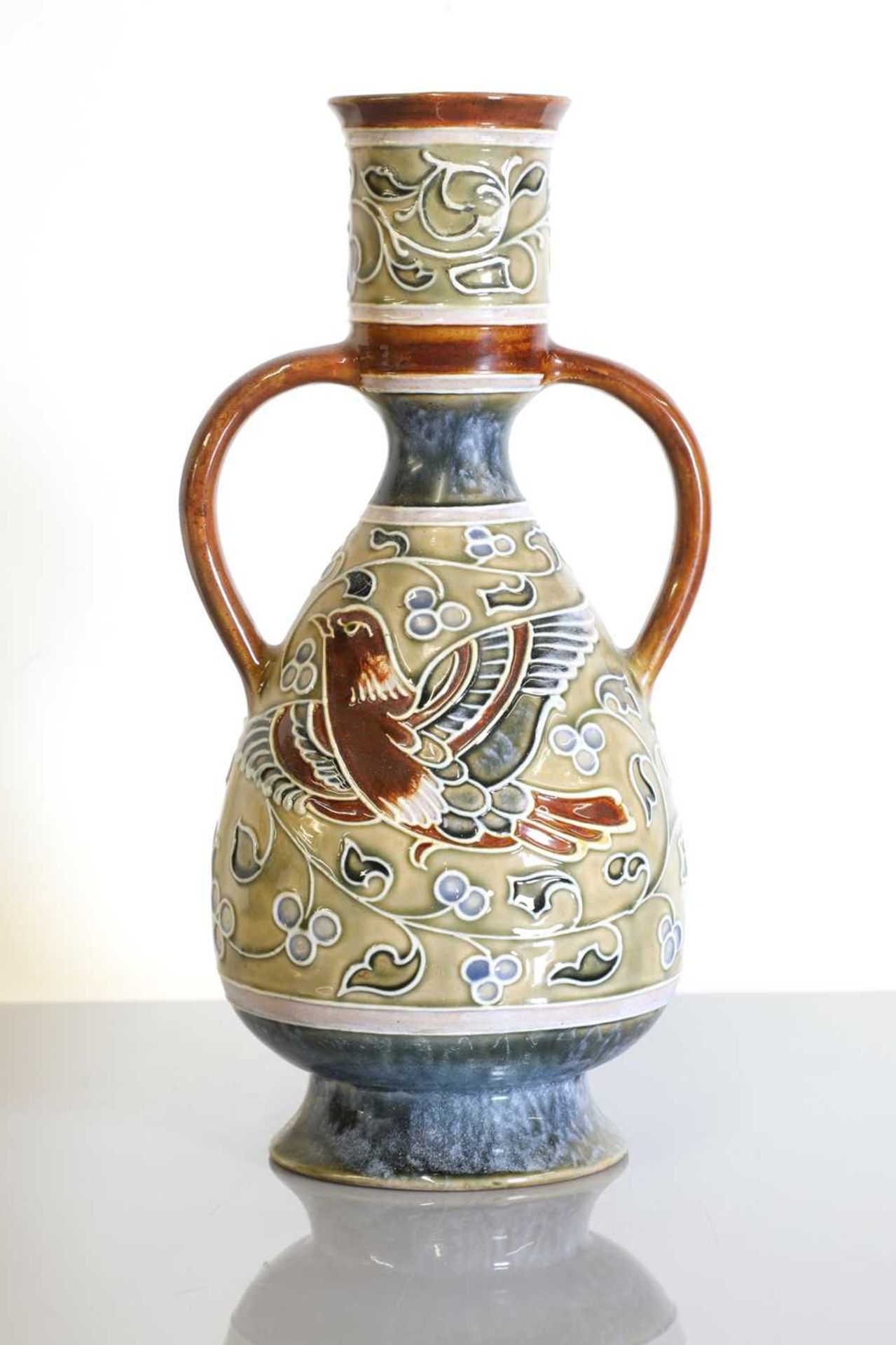 A Royal Doulton stoneware twin-handled vase,