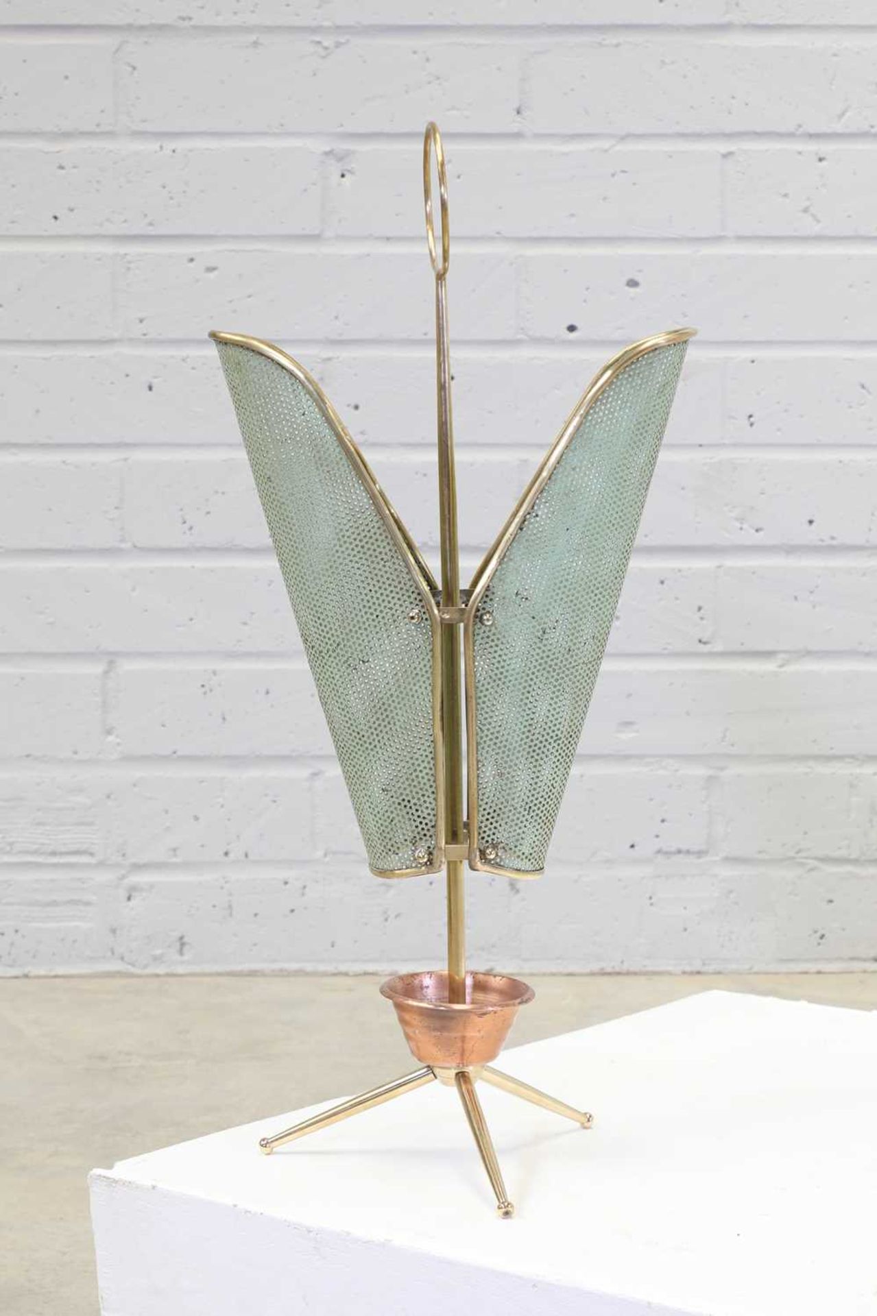 A brass and copper umbrella stand, - Image 2 of 2