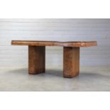 An Art Deco walnut dining table,