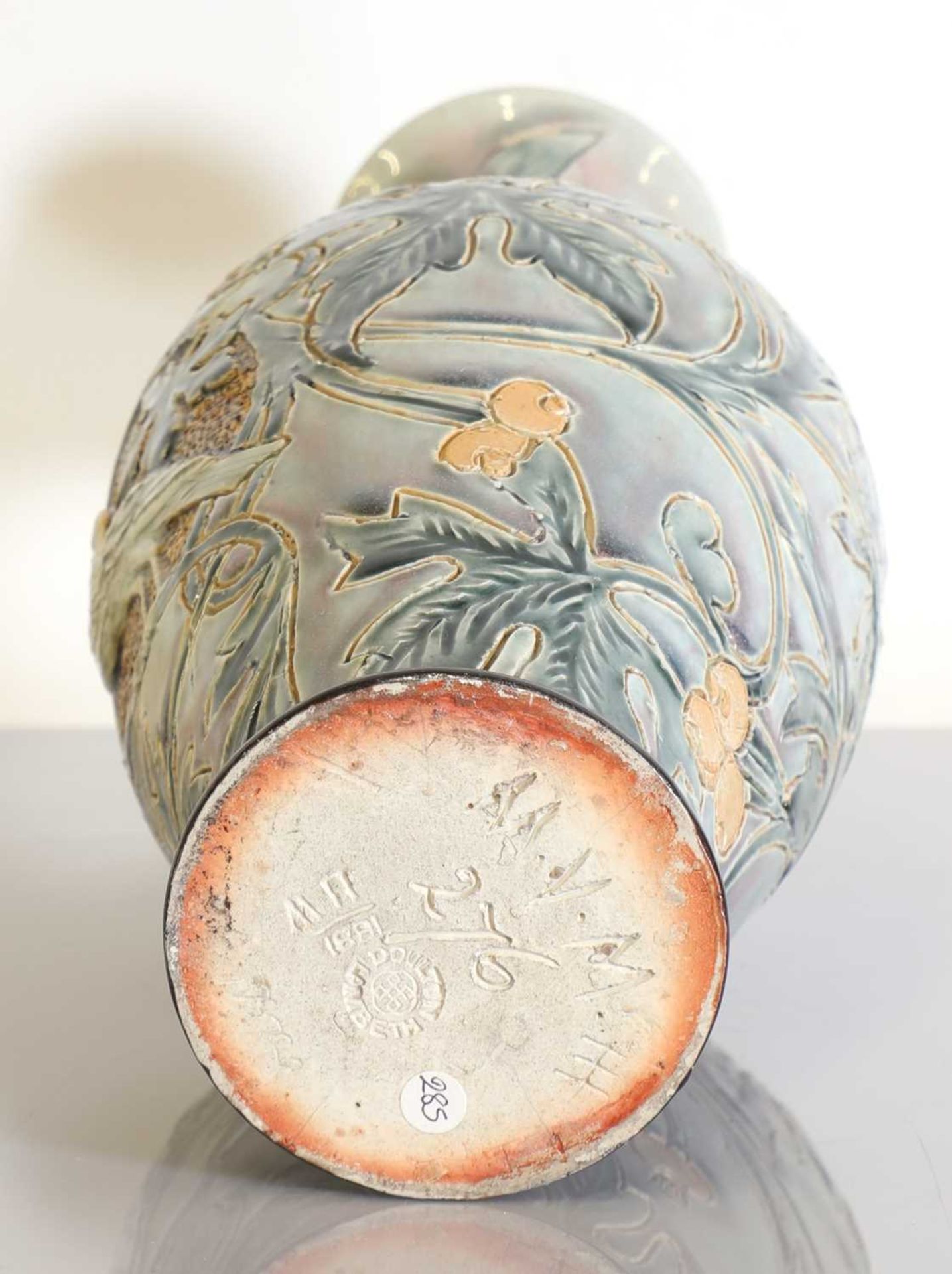 Three Doulton Lambeth and Royal Doulton stoneware vases, - Image 6 of 7