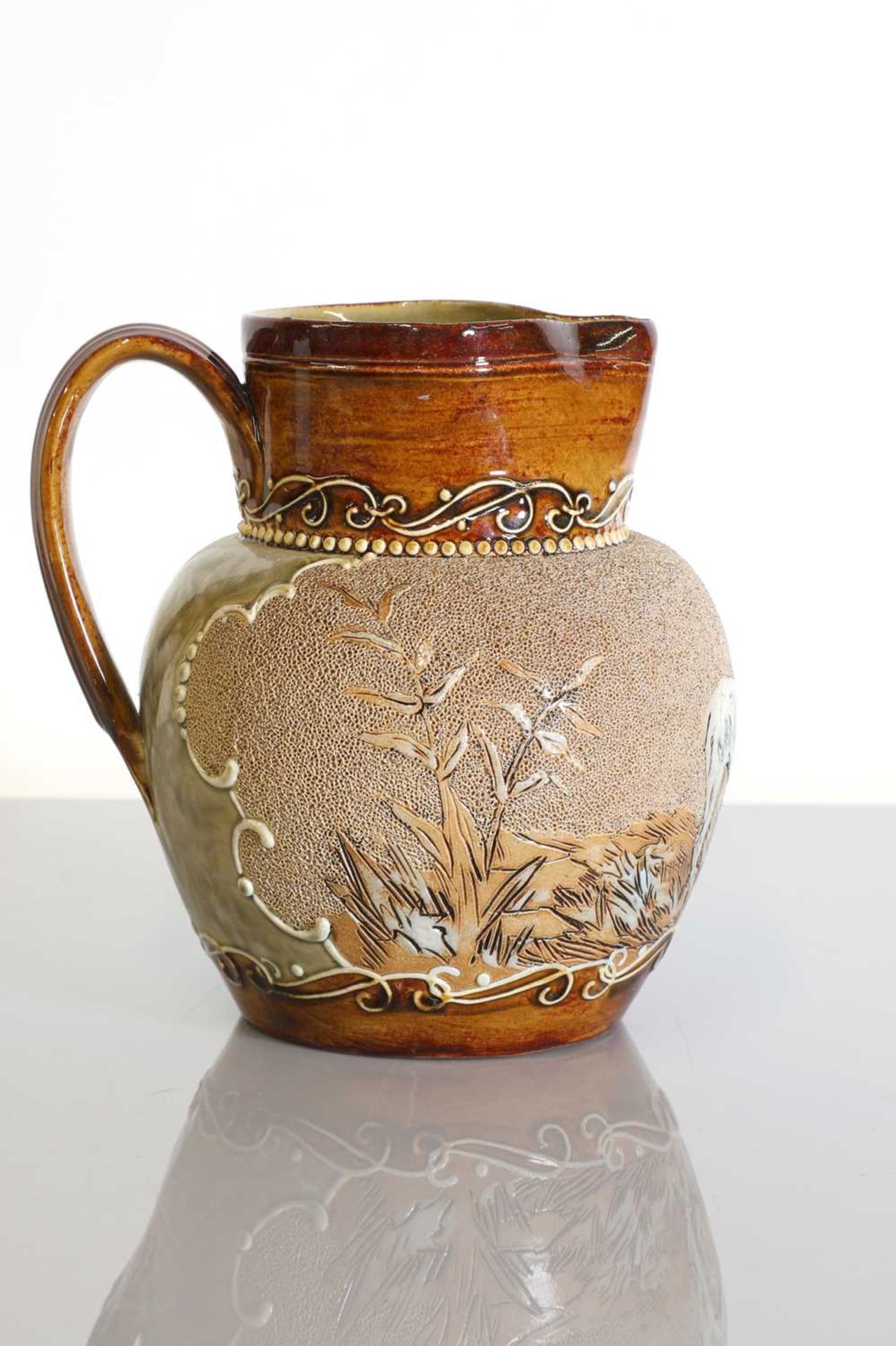 Four Doulton Lambeth stoneware jugs and ewers, - Image 5 of 8