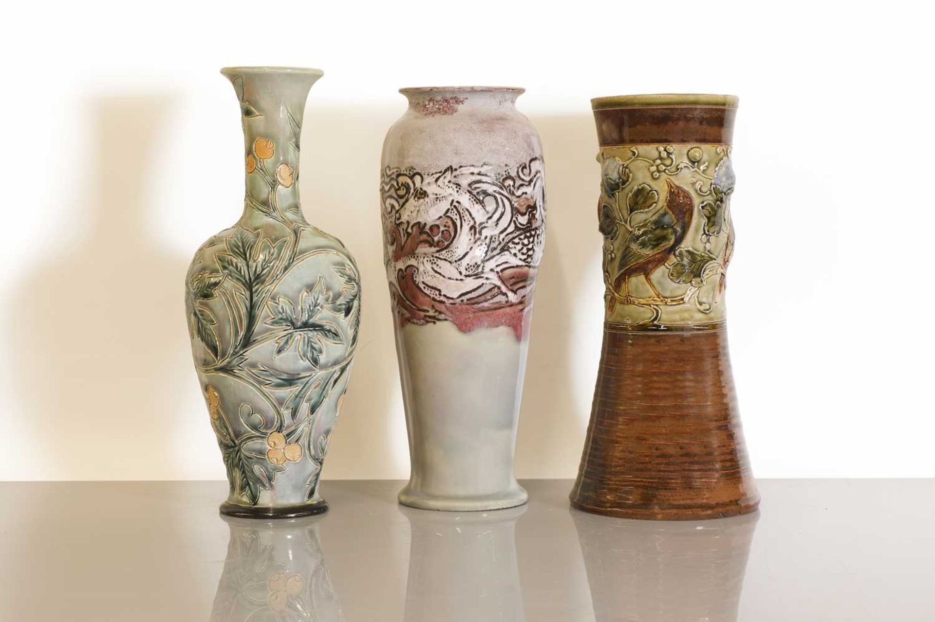 Three Doulton Lambeth and Royal Doulton stoneware vases, - Image 2 of 7