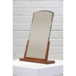 A satin oak Art Deco table mirror,