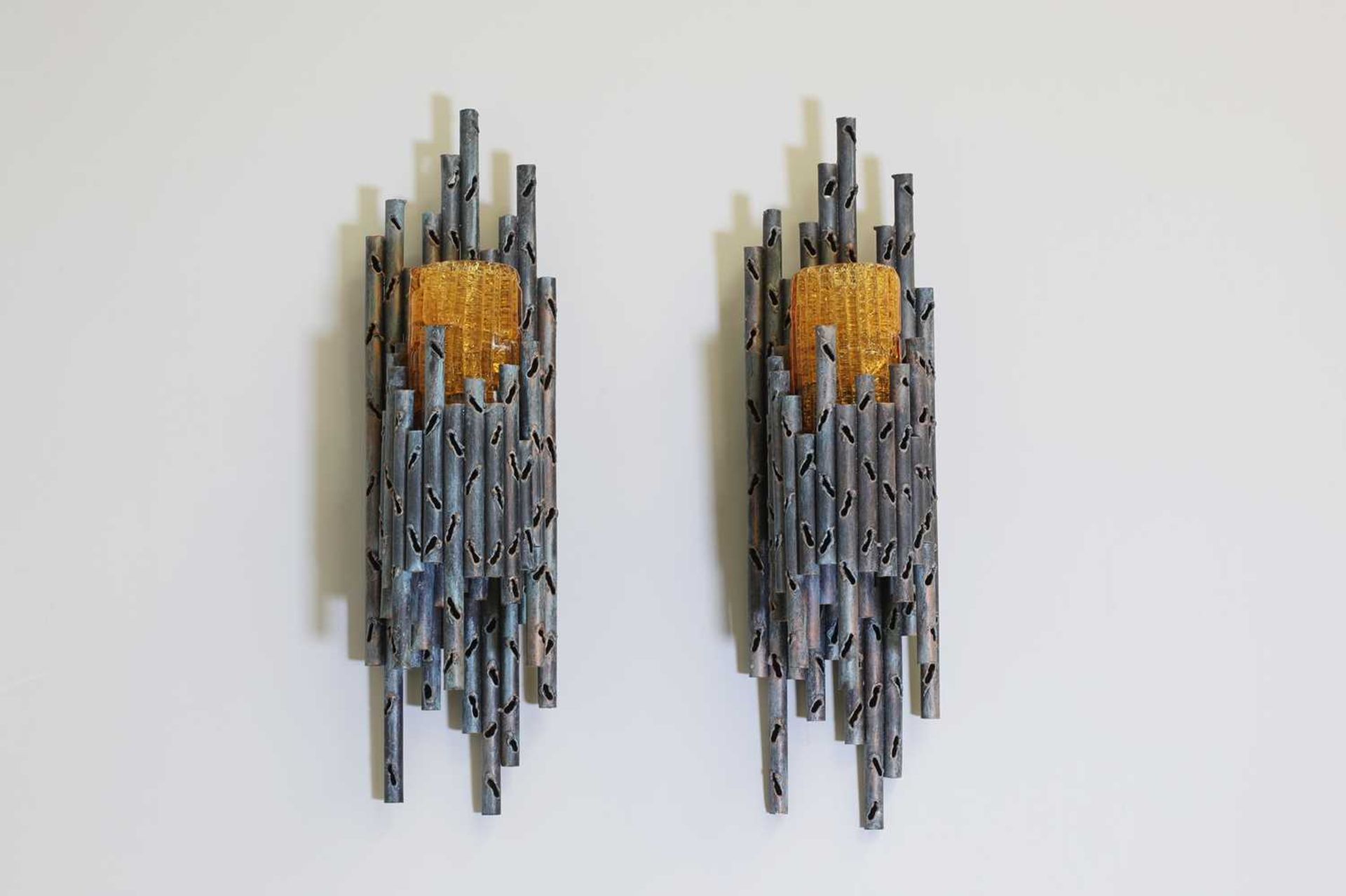 A pair of Italian brutalist wall lights, - Image 2 of 11