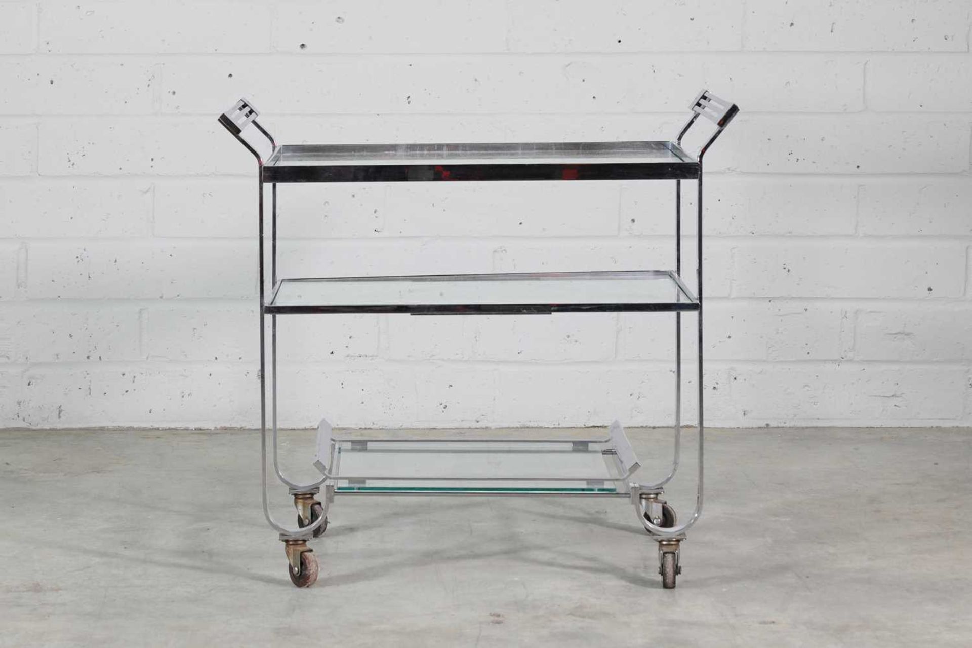 An American chrome and glass bar cart, - Image 2 of 2