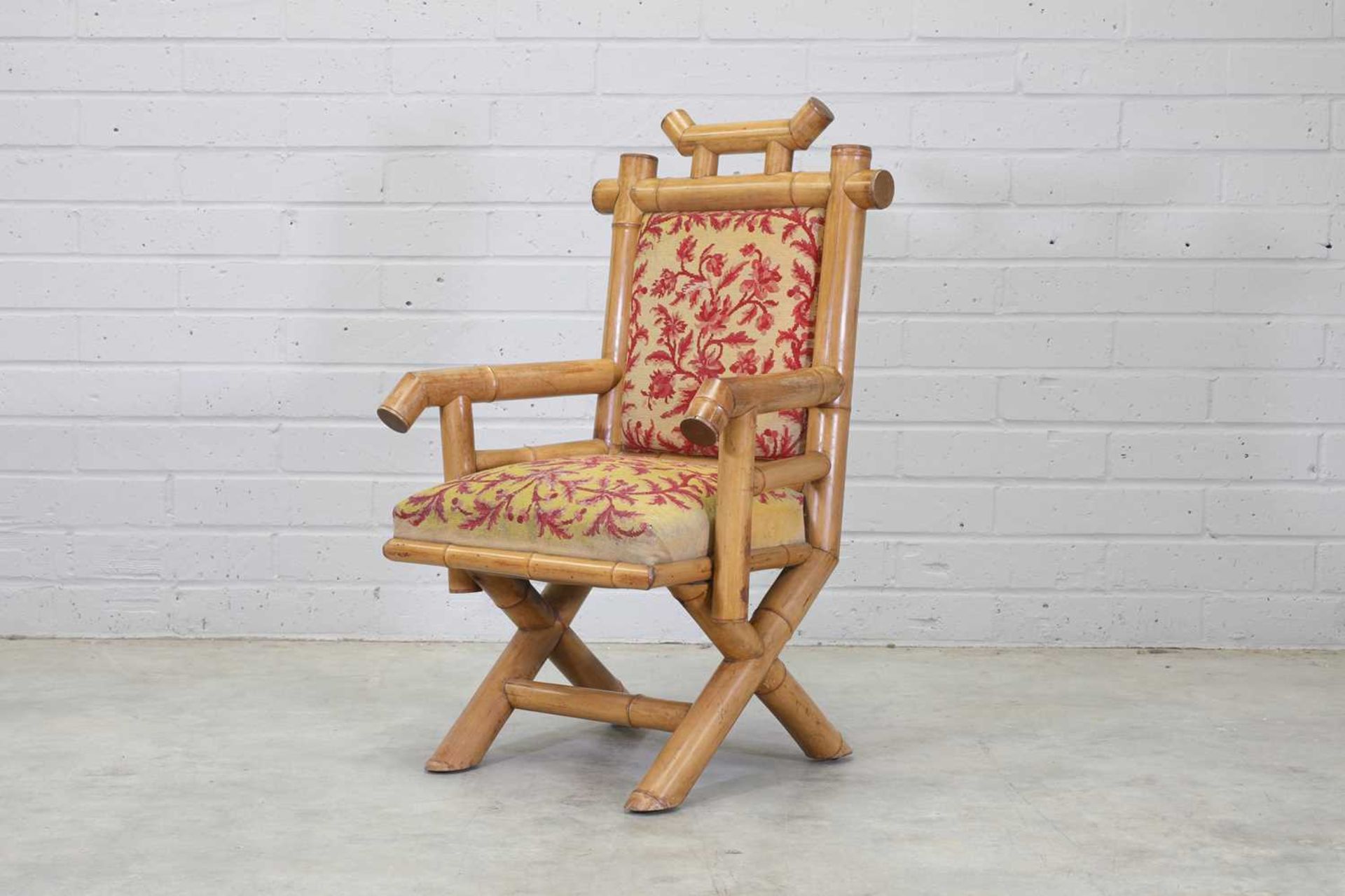 A French bamboo armchair,