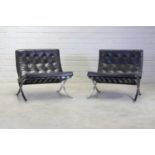 A pair of Knoll 'Barcelona' chairs,
