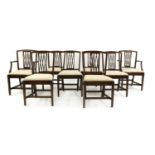 A set of eight George III and later mahogany dining chairs,