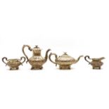 A silver four piece tea service