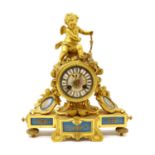 An ormolu and porcelain mantel clock,