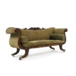 A Regency mahogany scroll end sofa