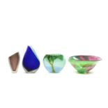 A group of studio glass items