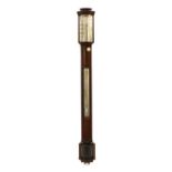 A mahogany bow front stick barometer