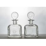 A pair of James Powell & Sons crystal glass 'Spanish' decanters