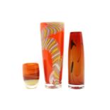 A group of three Anthony Stern studio glass vases