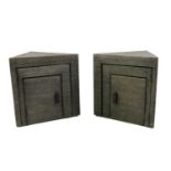 A pair of stained rattan occasional tables,
