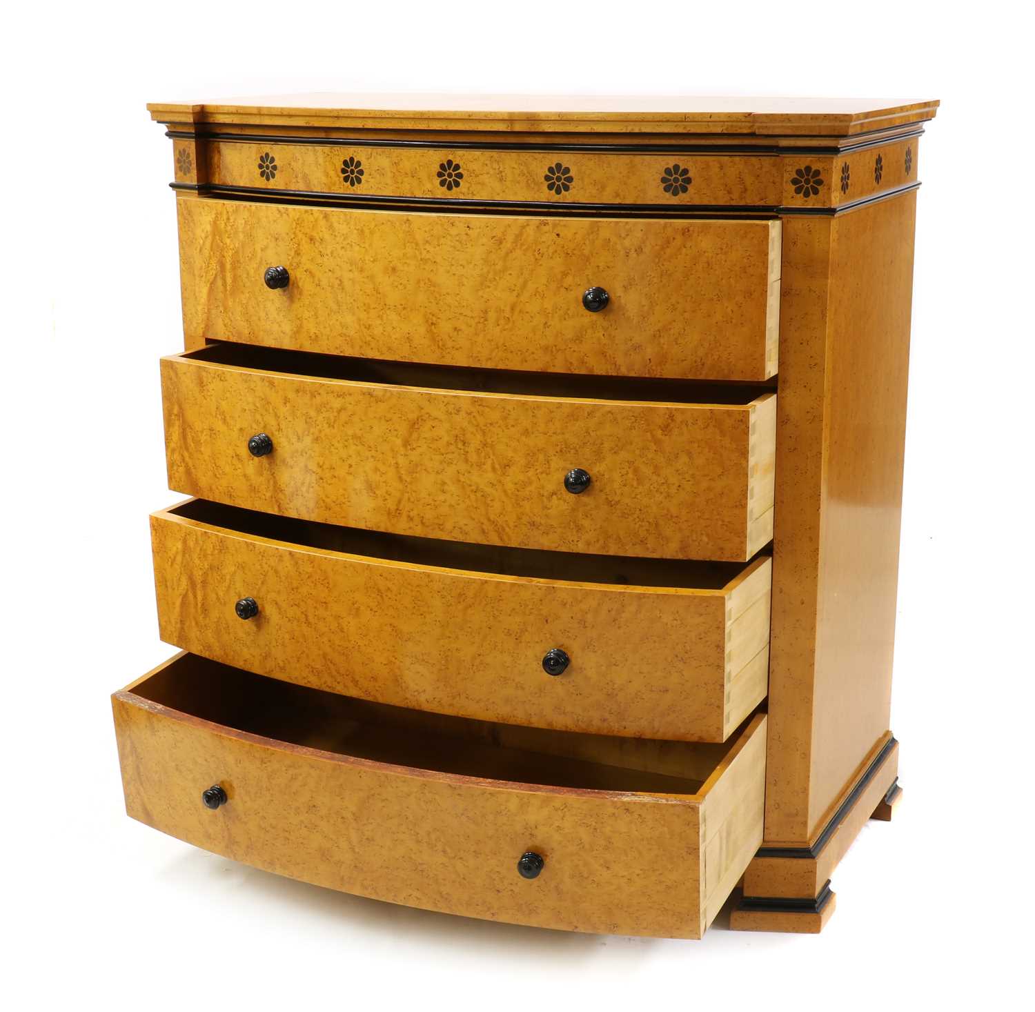 A Biedermeier style birds eye maple chest of drawers, - Image 3 of 5