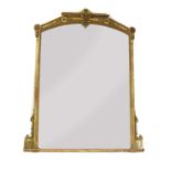 A large Victorian giltwood and gesso overmantel mirror