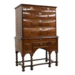 A William and Mary walnut chest on stand,