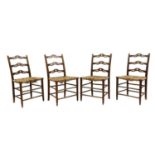 A set of four provincial fruitwood chairs,